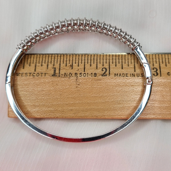Diamond (Genuine) Sterling Silver Bangle Bracelet - Picture 14 of 17